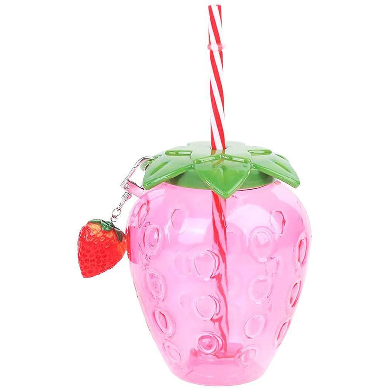 Strawberry Straw Cup-Leakproof Plastic Drinking Water Bottle Clear (2)