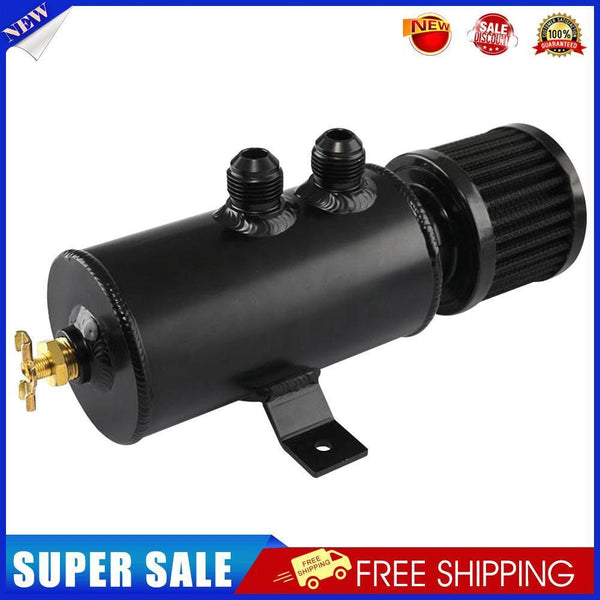 2 Ports AN10 Baffled Aluminum Alloy Oil Catch Can Kit Car Parts (Black)