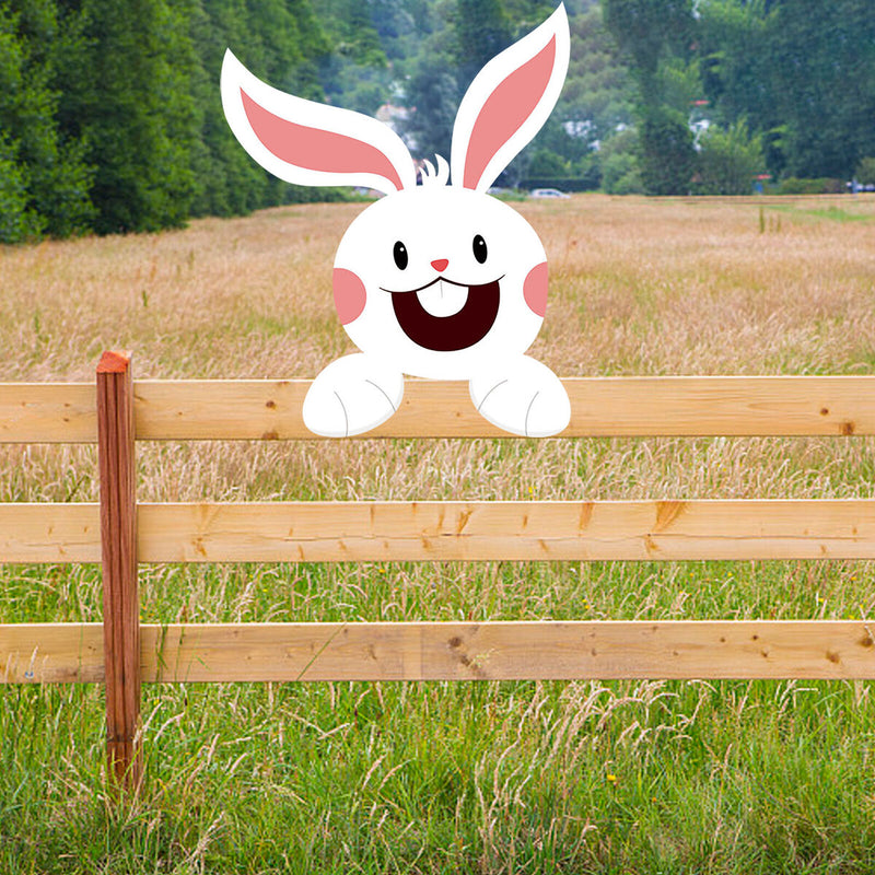 Fence Peeker - Easter Bunny Peeking Fence Signs for Patio Wall Holiday Craft