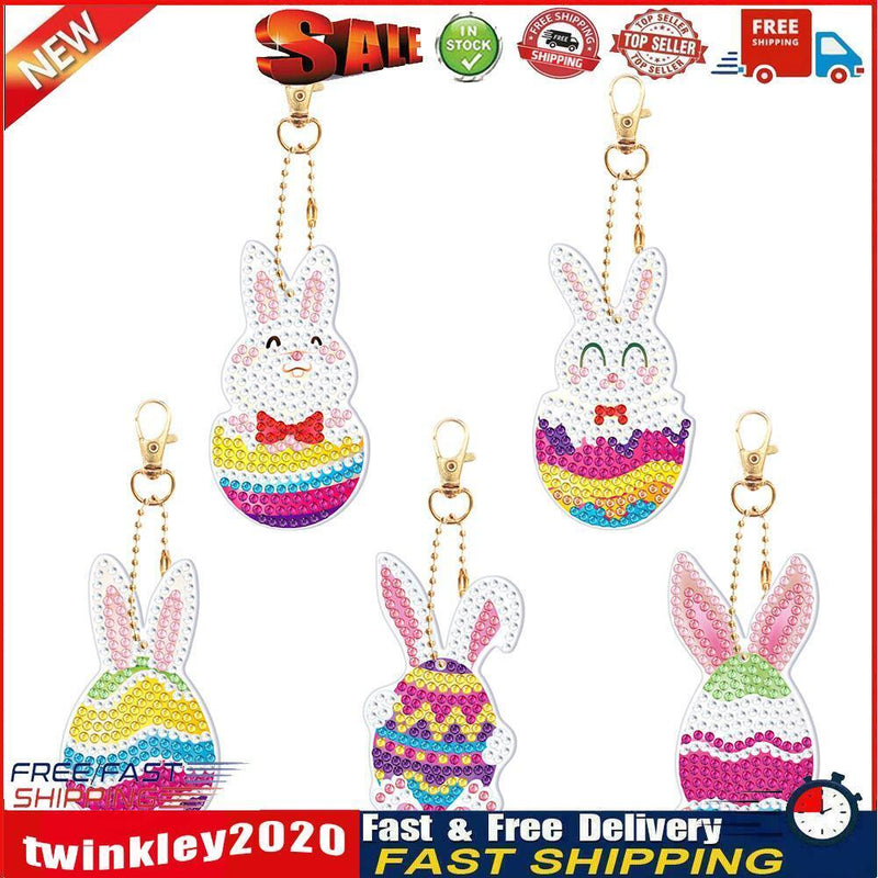 5pcs Diamond Painting DIY Full Special Shaped Easter Keychains Kit (YSK76) Newly