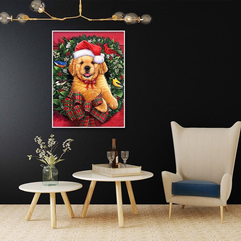 DIY Home 5D Diamond Painting Full Round Drill Christmas Dog Ornament Picture Kit