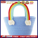 Cute Rainbow Cloud Mini Handbag Cotton Rope Female Seaside Beach Small Basket