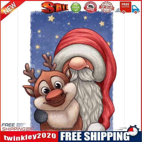 Cartoon Santa Elk Oil Paint By Numbers Kits DIY Handpainted on Canvas Art