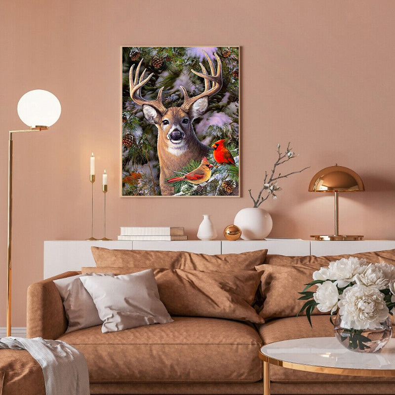 11CT Full Cross Stitch Elk and Cardin DIY Printed Wall Art Craft Home Decor