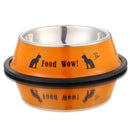 Stainless Steel Anti-skid Dog Cat Food Water Bowl Pet Feeding Tool Orange Newly