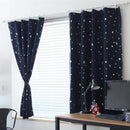 Modern Stars Printed Shading Curtains Window Treatment Curtain (Dark Blue)