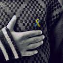liuxiao Ukraine Ukrainian brooches, pins, blue and yellow ribbon shape, E