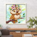 5D DIY Full Drill Round Shape Owl Rhinestone Diamond Drawing Home Decoration