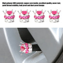 4pcs Car Rhinestone Crown Wheel Tire Valve Caps Auto Air Cover (Rose Red)