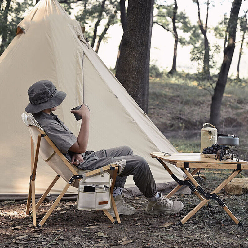 Chair Side Storage Bag Pocket Armrest Hanging for Outdoor Camping (Beige) Newly