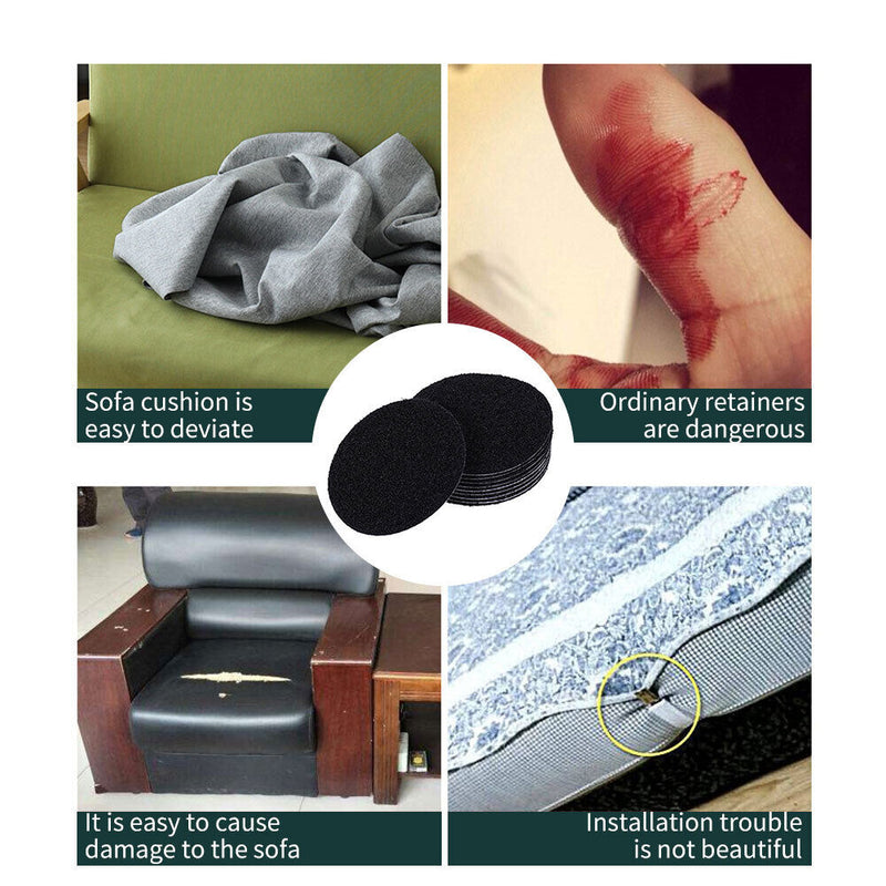 5pcs Fastener Adhesive Tape for Bed Sheet Sofa Carpet Anti Slip Pad (Black)