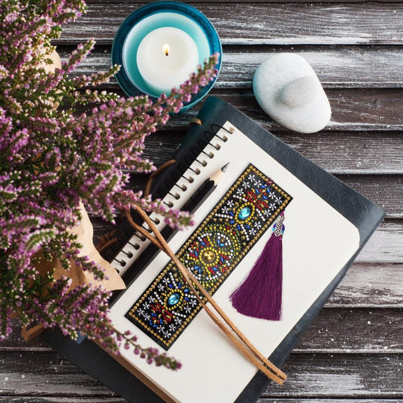 DIY Special Shaped Diamond Painting Creative Leather Bookmarks with Tassel