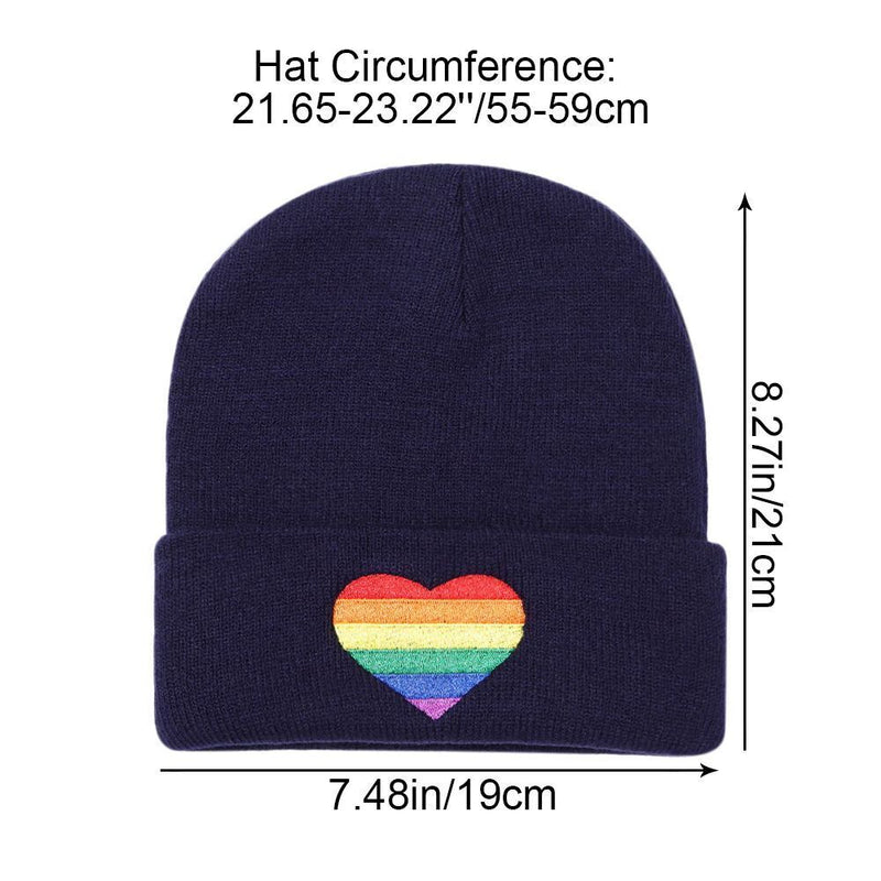 Embroidery Christmas Gift Love Heart Beanies Hats Rainbow Knit Cap Knitted Hats