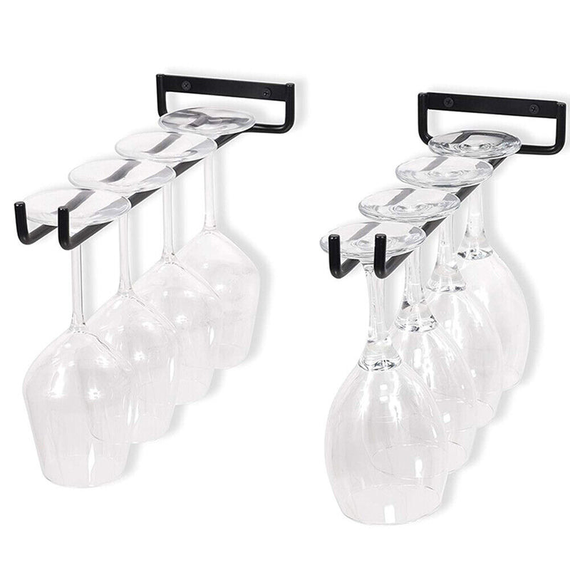 Iron Wine Rack Glass Holder Hanging Bar Shelf Organizer Home Bar Kitchen To