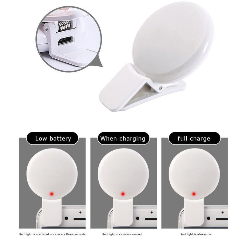 5pcs Mini LED USB Clip Mobile Phone Q Selfie Ring Flash  Fill Light(White)