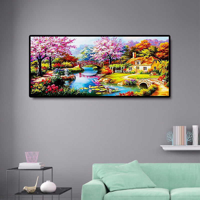 5D DIY Full Special Shaped Drill Diamond Painting Spring Bridge Embroidery