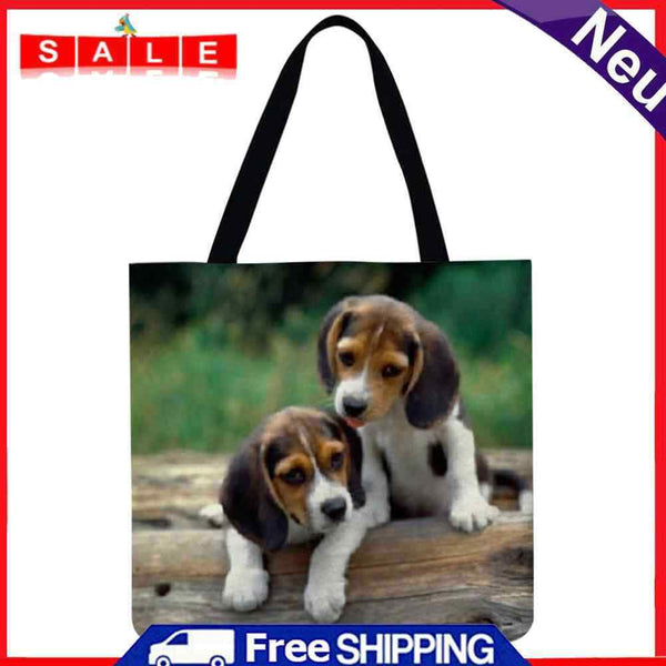 SoeHong Women's Two Dog Printed Shopping Bag, Large Capacity, 40x40