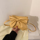 Retro Women PU Bowknot Shoulder Messenger Bag Casual Small Handbag (Yellow)