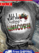 Fashion Tie Dye All I Want for Christmas Print T-Shirt (L)