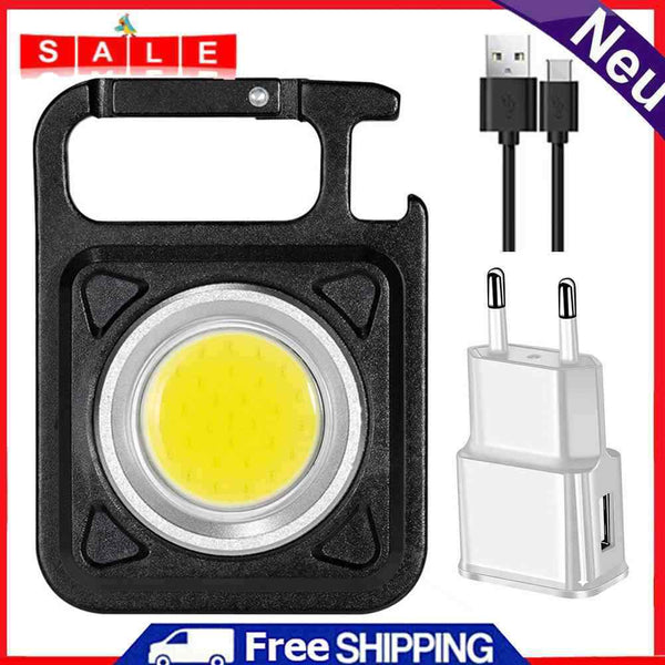 LED Pocket Keychain Flashlight 500LM Portable Mini Light Torch w/Charger Adapter