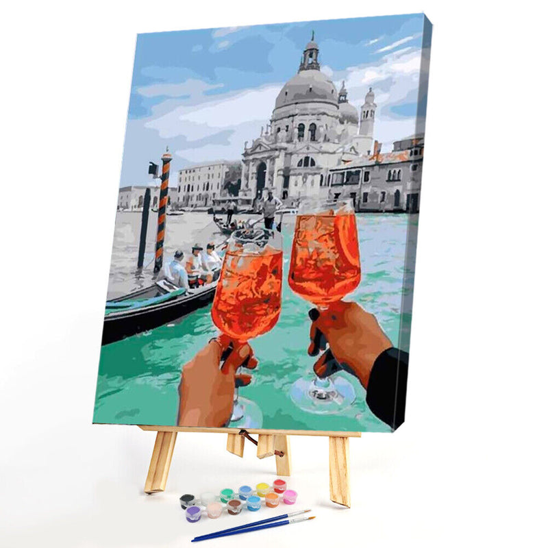 Hand Painted Craft Frameless DIY Cheers Painting By Numbers Digital Oil Picture