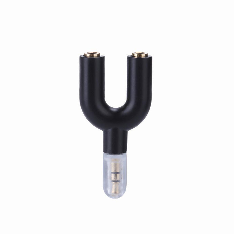 3.5mm Extension Earphone Audio Splitter 1 Male to 2 Female Adapter (Black)