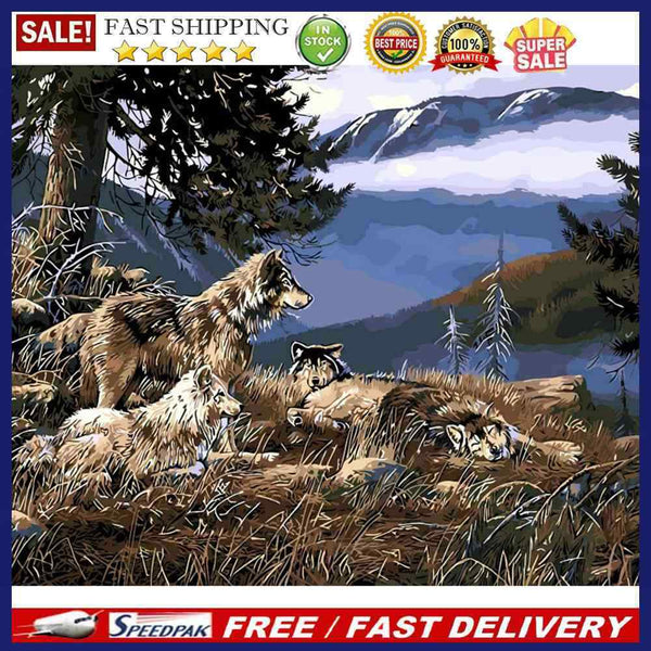 DIY Digital Painting By Numbers Kits Modern Wolf Frameless Canvas Color Pictu