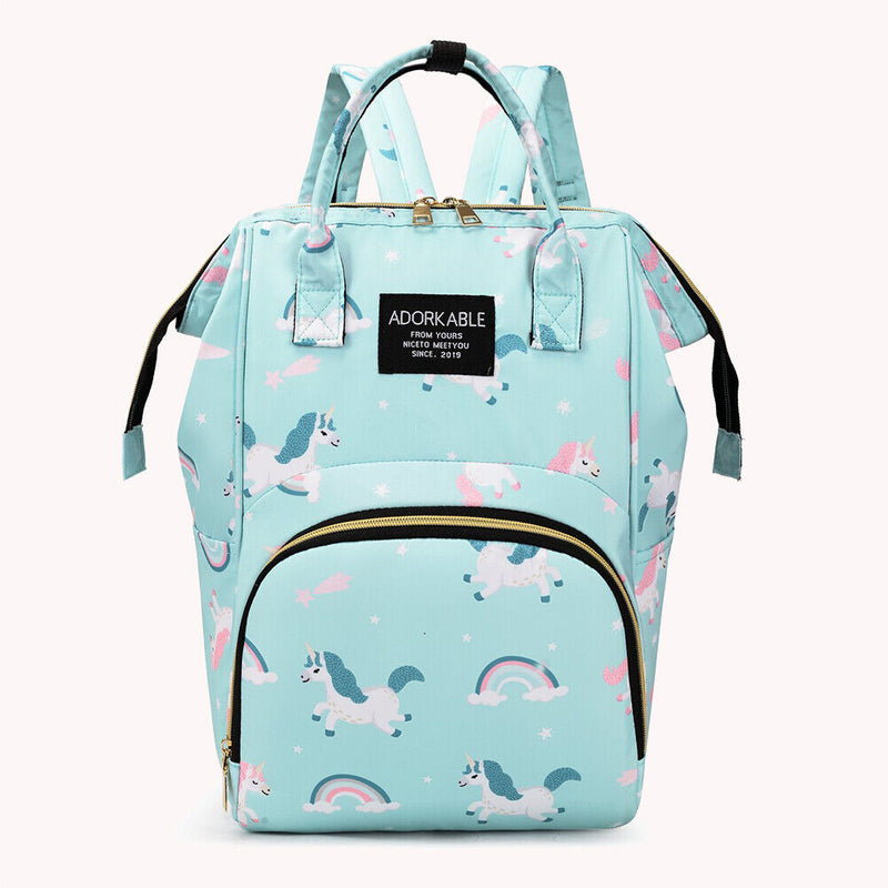 Fashion Women Printing Mummy Diaper Bag Nappy Large Handbag (Green Rainbow)