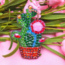 4pcs DIY Full Drill Diamond Painting Keychain Special Shaped Cactus Bag Keyring
