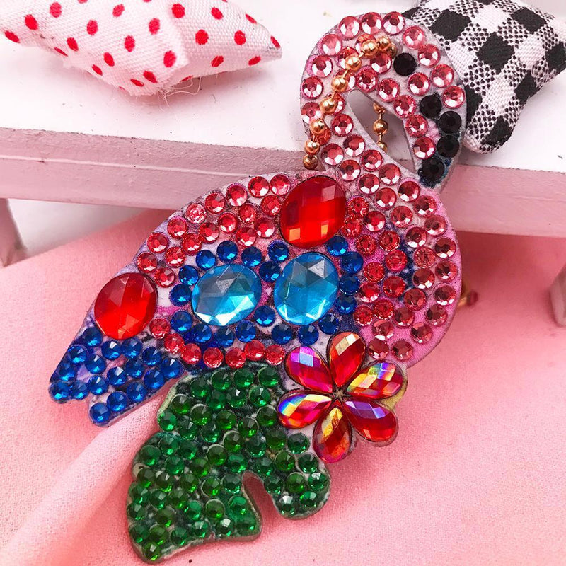 4pcs Full Drill Special Shaped Diamond Painting Bird Shape Key Ring Gift Newly