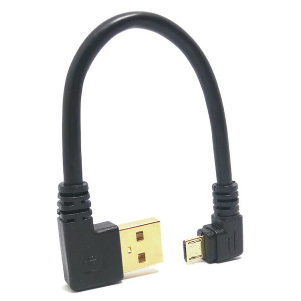 90degree Right Angle Micro USB to Left Angle USB A Sync Cabl Male Access Q9C5