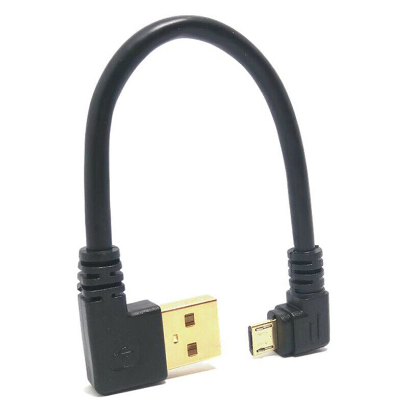 90degree Right Angle Micro USB to Left Angle USB A Sync Cabl Male Access Q9C5