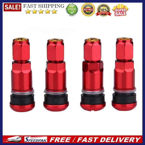 4pcs Car Tubeless Tyre Valve Stems Aluminum Tire Air Valve Stems (Red)