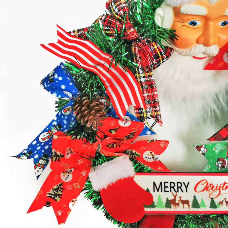 Merry Christmas Santa Claus Front Door Wreath Wall Hanging Pendant Garland