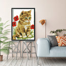 DIY Needlework 11CT Art Stamped Canvas Kit Cross Stitch Craft (Cat) Newly