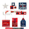 Independence Day Patriotic Ornaments - Blue Red & White Wooden Craft Decor Newly