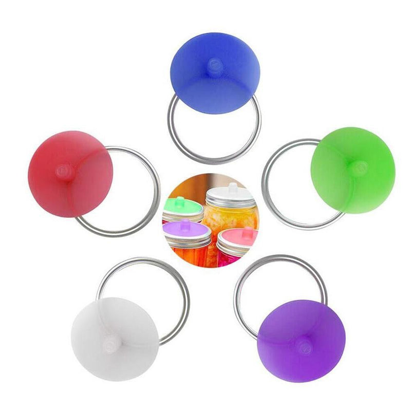 5pcs Wide Mouth Mason Jar Lids Silicone Seal Cover Pickles Cap(Red)