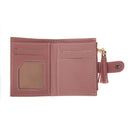 Folded Women Tassels PU Leather Handbag Hasp Small Wallet Purse(Bean Red)