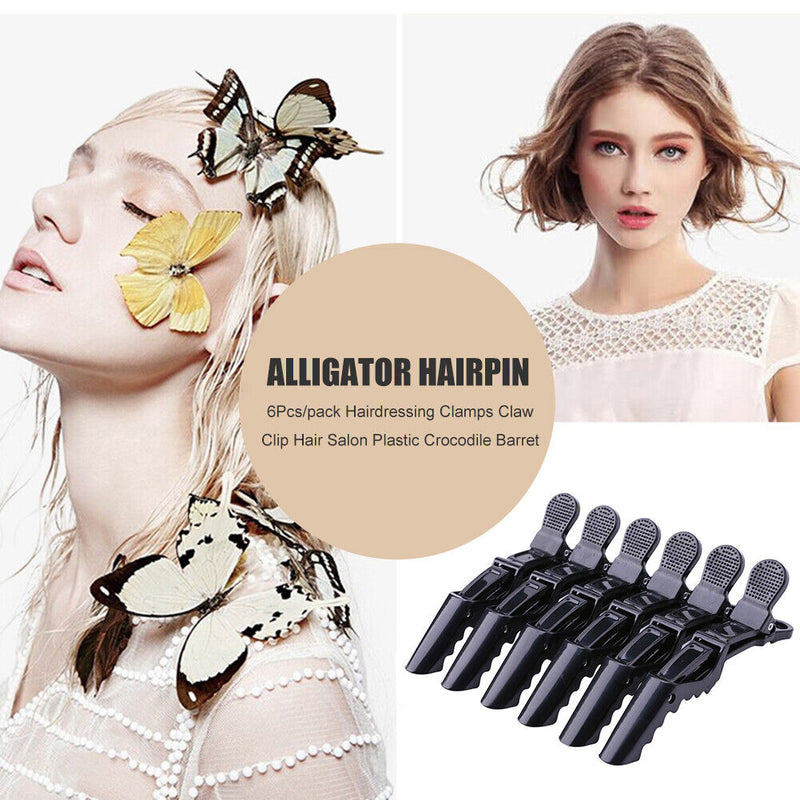 6pcs Alligator Hair Clip Grip Clamps Women Girls Styling Hairpin (Black) Newly