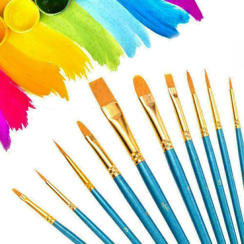 10Pcs Art Paint Brush Artist Brushes Set Fine Pointed Color H0D2