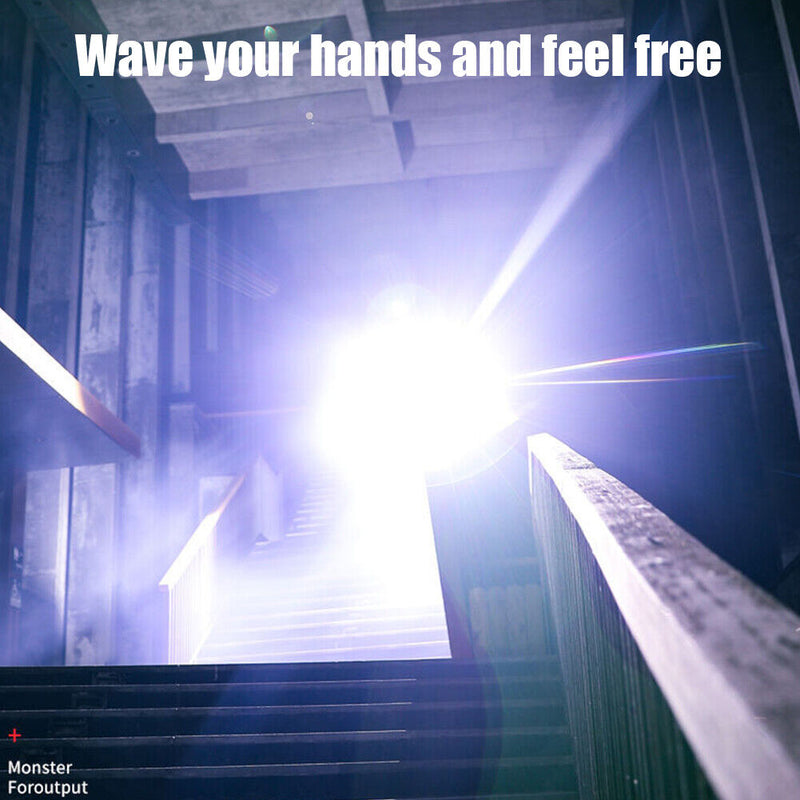 LED Headlamp Power Bank Wave Induction Waterproof Headlight for Camping Hiking