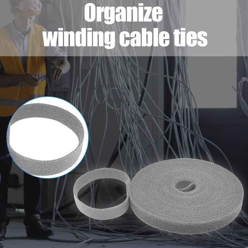 1m Durable Self Adhesive Cable Fastener Tape Wire Strap (Gray 100x3cm)