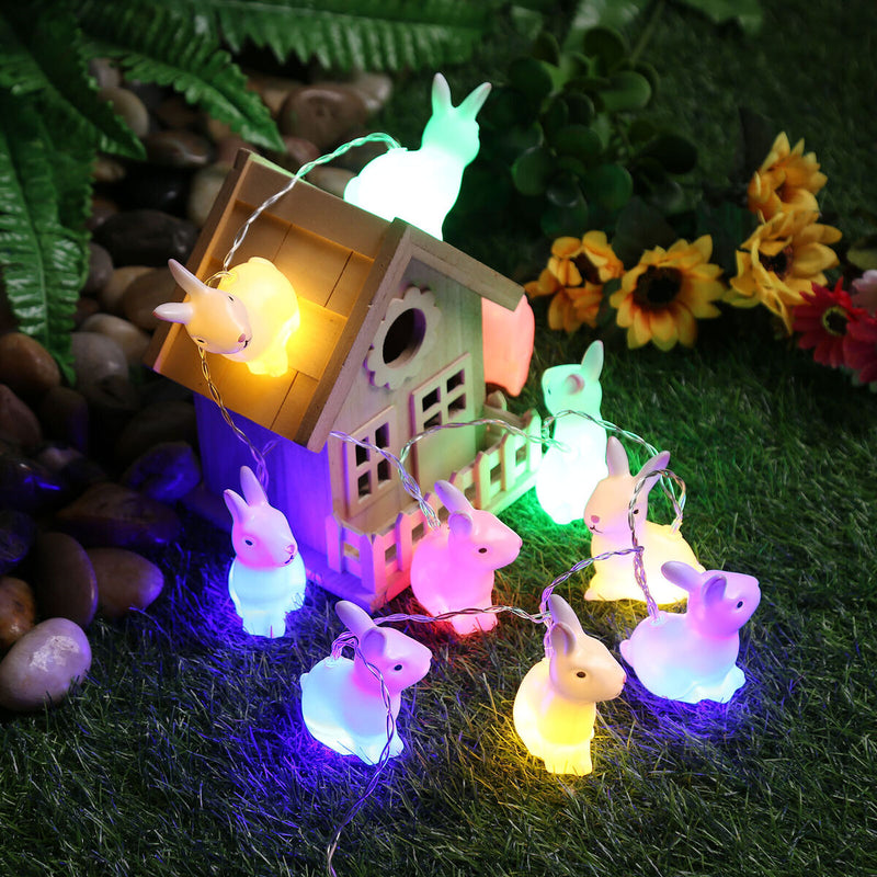 Easter Bunny String Lights 5 ft 10LED Rabbit Shaped Fairy Light (Colorful) Newly