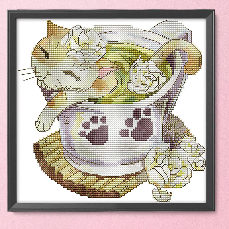 Flower Animal Cross Stitch 14CT Stamped Canvas DIY Embroidery Home Decoration