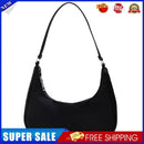 Fashion Women Pure Color Underarm Hobos Bags Top-handle Handbag (Black)