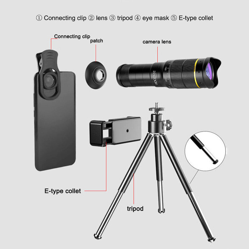4K HD Mobile Phone Telescope Lens Camera Zoom for Travel Watching (32X A)
