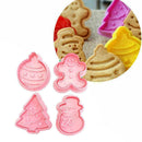 4Pc/Set Christmas Cookie Biscuit Plunger Mould Fondant Mold P1X7 Baking P6I8