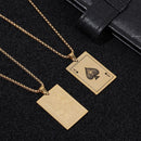 K Couple Ladies A Red Peach Spades Card Necklace Titanium Steel Poker Pendant