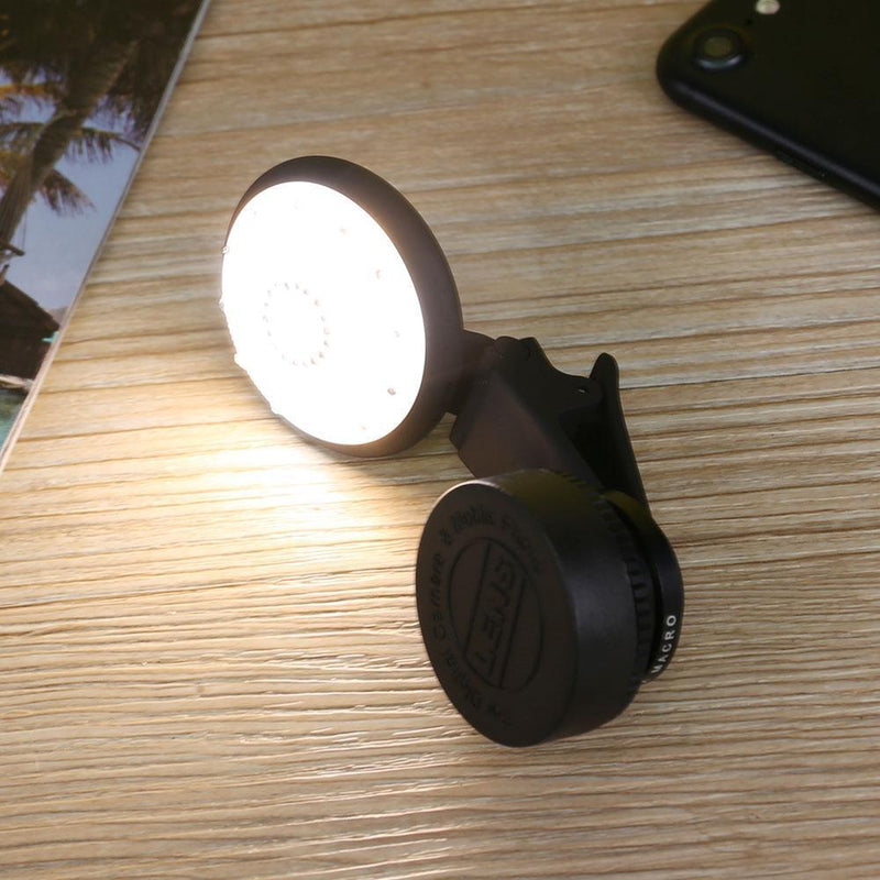 4600k Selfie Flash Light Filling 8 LED with Clip Wide Angle Lens Macro Lens