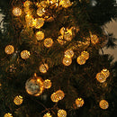 Solar Moroccan Ball Lamp String LED Metal Hollow Fairy Warm Light (7m) Newly